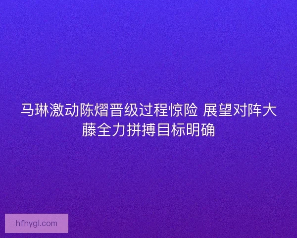 马琳激动陈熠晋级过程惊险 展望对阵大藤全力拼搏目标明确